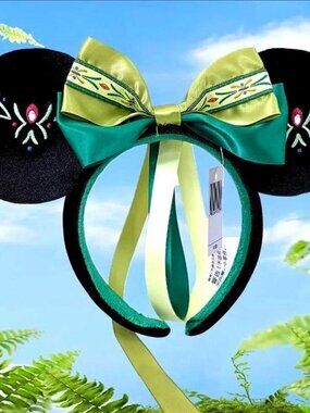 Disney Parks Frozen Ana Green Bow Minnie Mickey Ears Bow Headband
